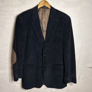 Lauren Ralph Lauren Mens 40L Black Corduroy Sport Coat Blazer Paisley Lining